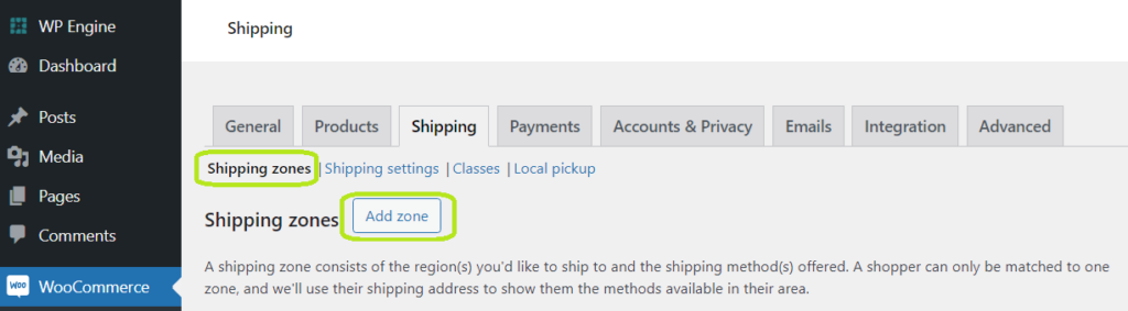 add zone for shipping